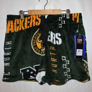Green Bay Packers Green Plush Lounge Shorts With Pockets. Large. NWT.